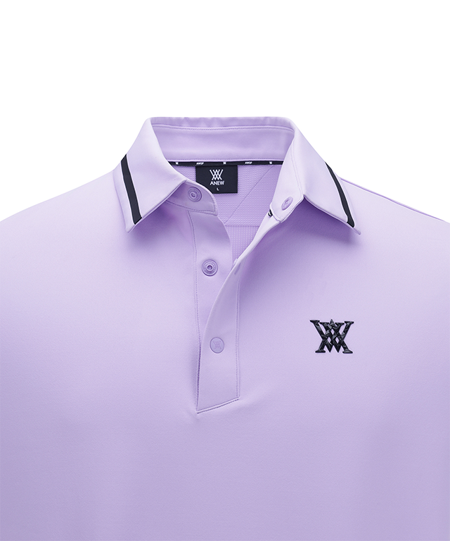 ANEW Golf Men Back Triangular Point Short T-Shirt in lavender color, showcasing its unique triangular back design.